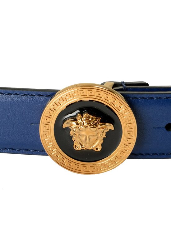 Versace Royal Blue 100% Leather Gold Medusa Head Decorated Belt US 36 IT 90 main image 4
